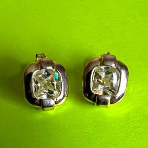 925 Sterling Silver Cubic Zirconia Cz Square Stud